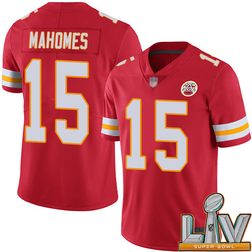 Super Bowl LV 2021 Youth Kansas City Chiefs #15 Mahomes Patrick Red Team Color Vapor Untouchable Limited Player Football Nike NFL Jersey